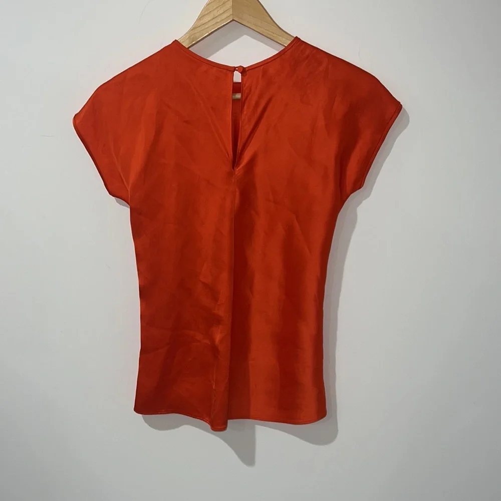• Helmut Lang • Cap Sleeve Satin Orange Blouse Top Short Sleeve xs Womens - Picture 5 of 5